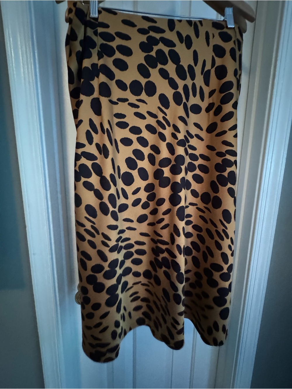 J. Crew Tan and Black Leopard-Spot A-Line Midi Skirt - Picture 3 of 4